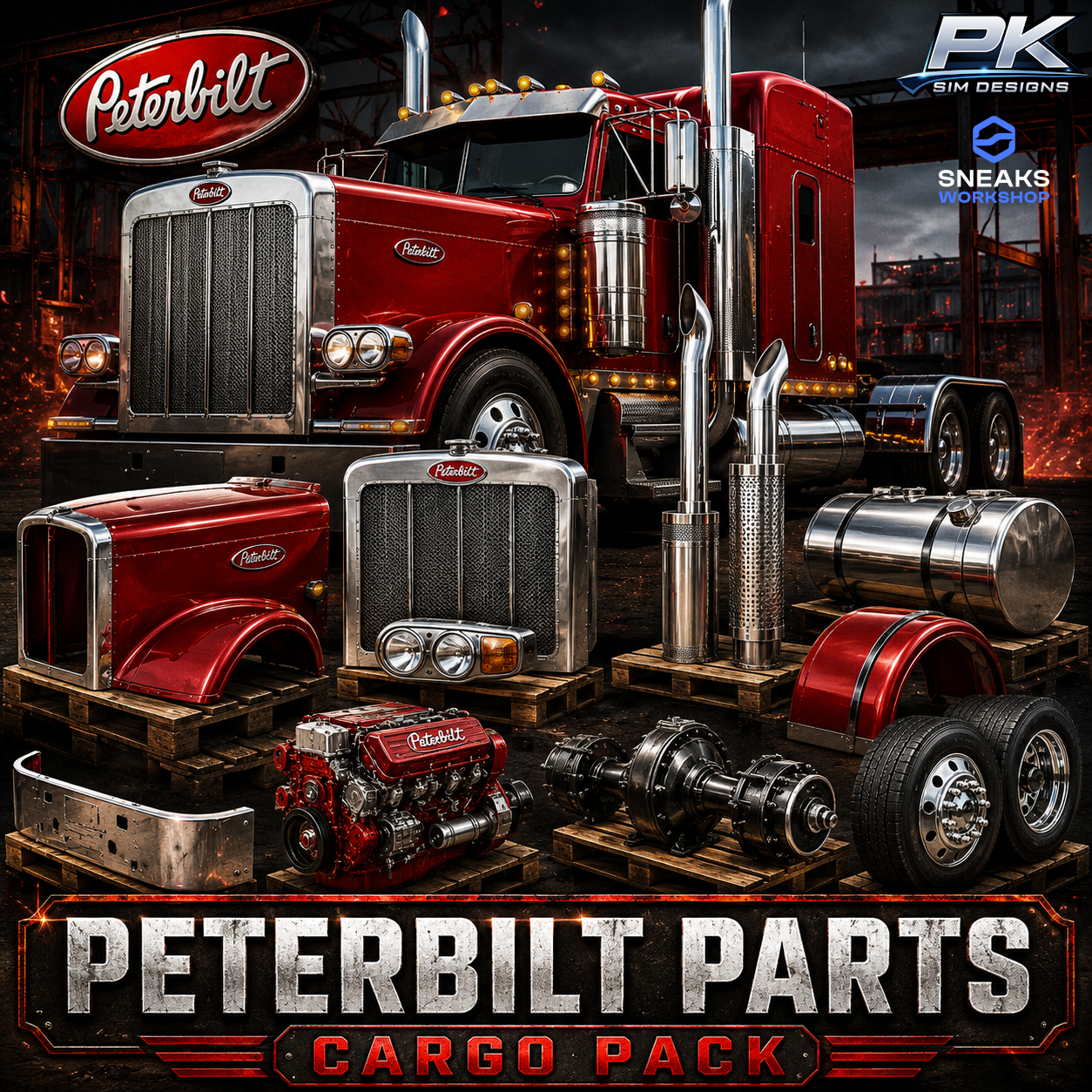 Peterbilt Parts Cargo for Sneak's Workshop Denton, TX Yard